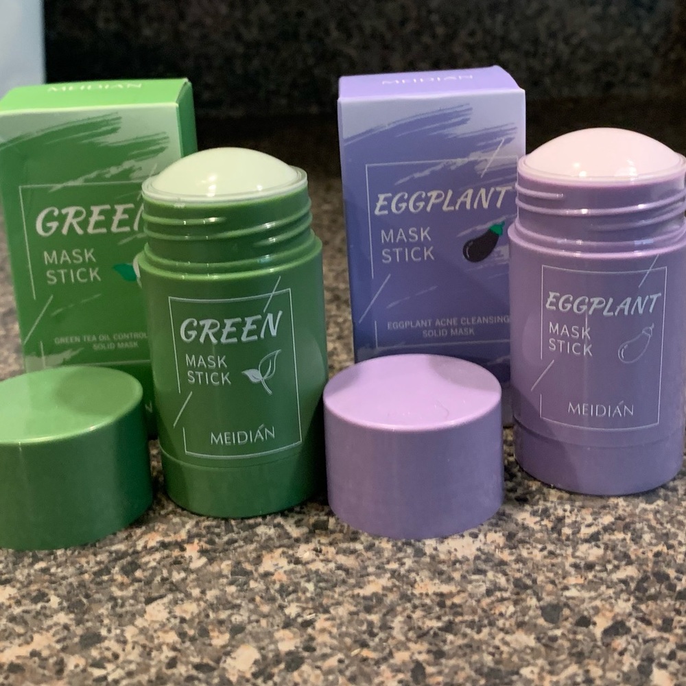 Set-One green tea clay mask and an eggplant mask